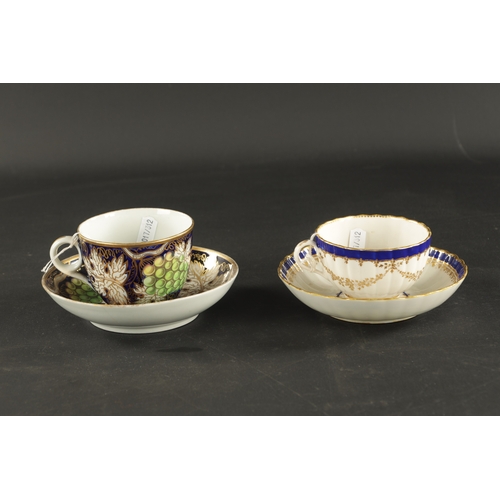 27 - FOUR PIECES OF LATE 18TH CENTURY ENGLISH PORCELAIN comprising a Derby porcelain cup and saucer circa... 