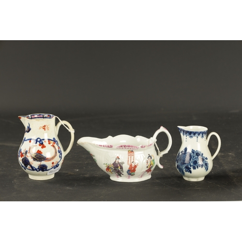 287 - THREE PIECES OF PHILIP CHRISTIAN LIVERPOOL PORCELAIN CIRCA 1760 comprising a POLYCHROME DECORATED SA... 