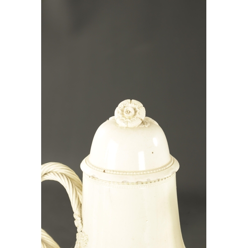 292 - A LATE 18TH CENTURY LEEDS CREAMWARE COFFEE POT AND TEAPOT together with three late other pieces comp... 