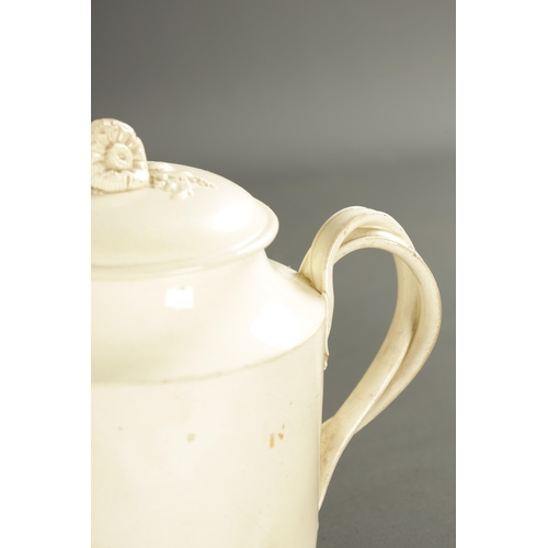 292 - A LATE 18TH CENTURY LEEDS CREAMWARE COFFEE POT AND TEAPOT together with three late other pieces comp... 