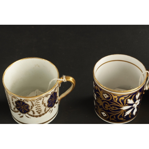 30 - TWO SPODE COFFEE CANS, TWO MILES MASON COFFEE CANS, ONE COALPORT AND ONE RIDGEWAY CIRCA 1810 (6.5cm ... 