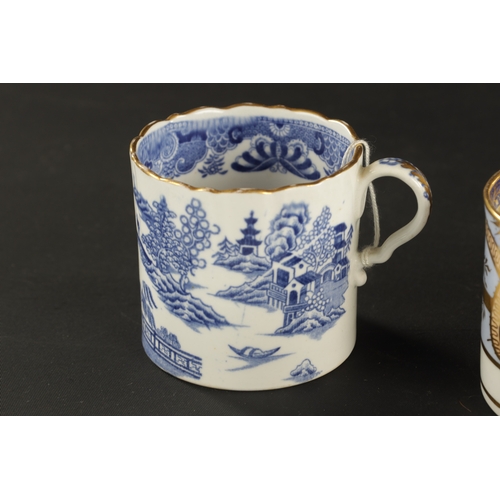 30 - TWO SPODE COFFEE CANS, TWO MILES MASON COFFEE CANS, ONE COALPORT AND ONE RIDGEWAY CIRCA 1810 (6.5cm ... 