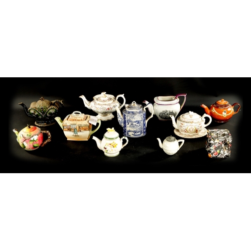 306 - A COLLECTION OF ELEVEN 19TH CENTURY TEAPOTS (19cm high and smaller )