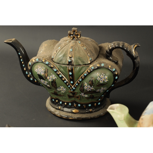 306 - A COLLECTION OF ELEVEN 19TH CENTURY TEAPOTS (19cm high and smaller )