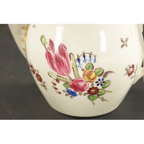 317 - A LATE 18TH CENTURY WORCESTER PORCELAIN TEAPOT painted with flowers (13cm high)