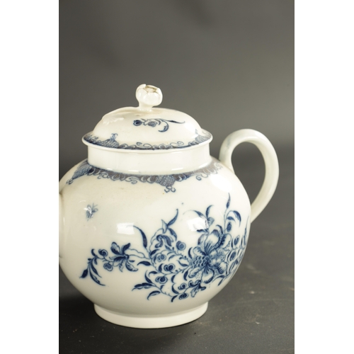 326 - THREE LATE 18TH CENTURY CAUGHLEY PORCELAIN TEAPOTS (17cm high and smaller)