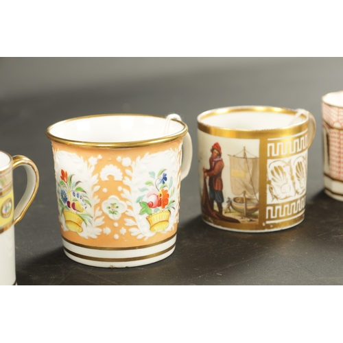 328 - SIX COLPORT COFFEE CANS 1810 with gilt and enamel decoration (6.5c high)