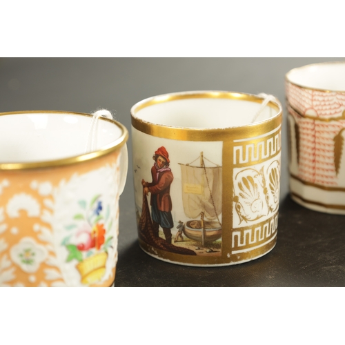 328 - SIX COLPORT COFFEE CANS 1810 with gilt and enamel decoration (6.5c high)