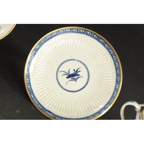 33 - A WORCESTER PORCELAIN DISH PAINTED WITH DRY BLUE FLOWERS CIRCA 1770 together with A WORCESTER COFFEE... 