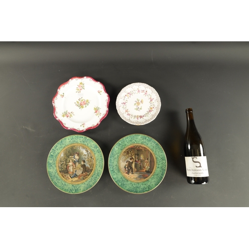 339 - A PAIR OF PRATTWARE PLATES CIRCA 1870 - the hop queen TOGETHER WITH TWO OTHER PLATES (24cm diameter)