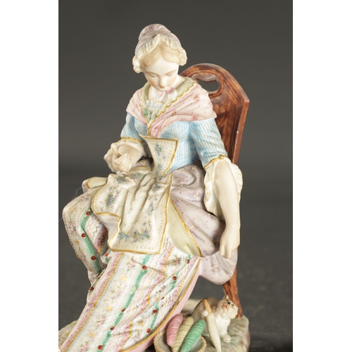 345 - A PAIR OF BISQUE FIGURES EXHIBITED AT THE VIENNA EXHIBITION 1873 (18cm high)