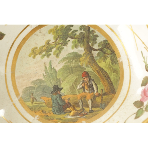 347 - TWO RARE SHELL-SHAPED PEOVER PORCELAIN DISHES CIRCA 1820 hand painted with figures in rural scenes a... 