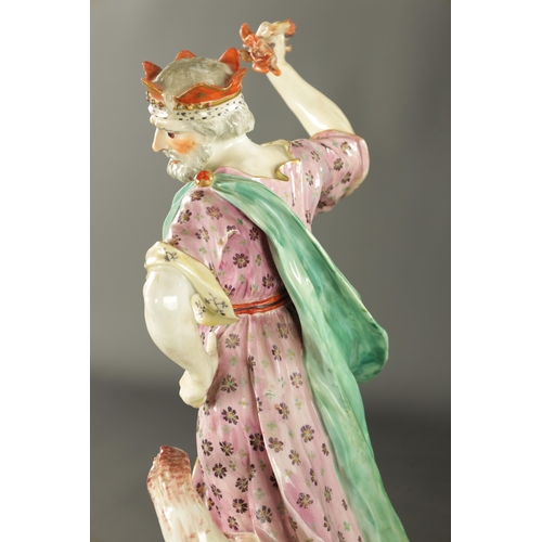 349 - A LARGE PAIR OF MID 18TH CENTURY DERBY PORCELAIN FIGURE GROUPS (44cm high)