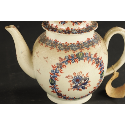 350 - TWO LATE 18TH CENTURY LIVERPOOL PORCELAIN TEAPOTS one painted with Chinese figures, the other printe... 