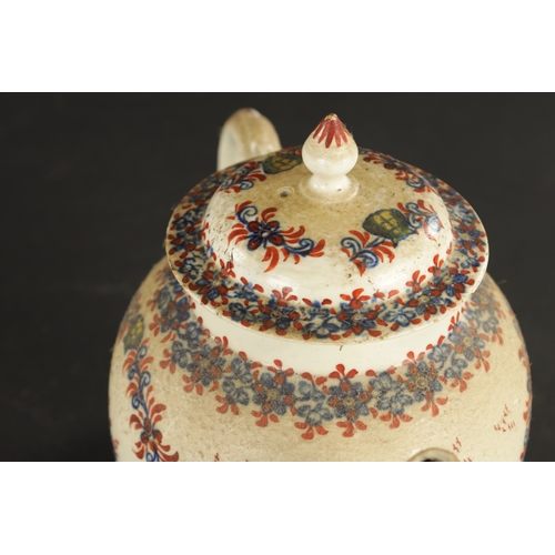 350 - TWO LATE 18TH CENTURY LIVERPOOL PORCELAIN TEAPOTS one painted with Chinese figures, the other printe... 