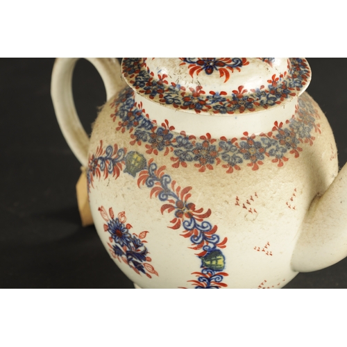 350 - TWO LATE 18TH CENTURY LIVERPOOL PORCELAIN TEAPOTS one painted with Chinese figures, the other printe... 