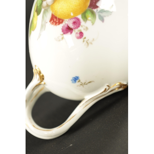 351 - A LATE 18TH CENTURY MEISSEN TEAPOT with painted fruits and floral decoration (18cm wide 11cm high )