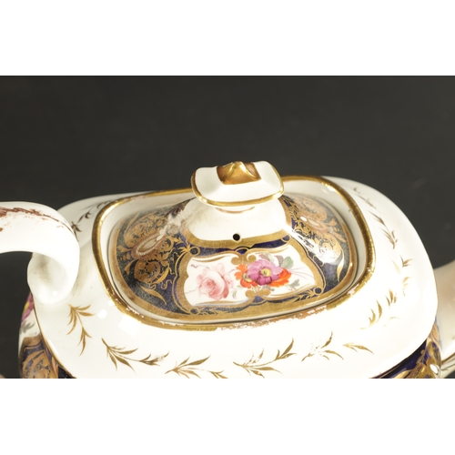 361 - TWO ENGLISH PORCELAIN TEAPOTS painted with flowers (16cm and smaller)