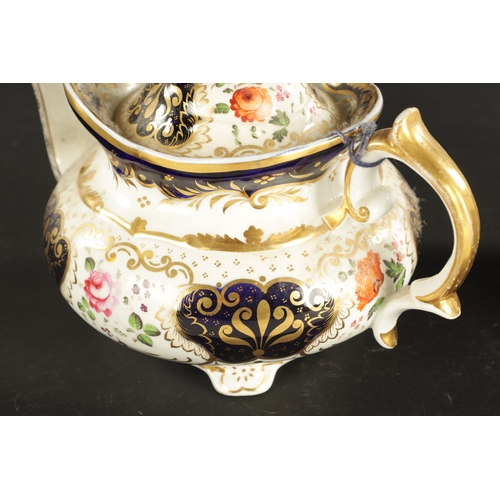 361 - TWO ENGLISH PORCELAIN TEAPOTS painted with flowers (16cm and smaller)