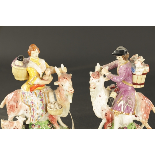 365 - TWO PAIRS OF LATE 18TH CENTURY DERBY PORCELAIN FIGURES comprising musicians and figures of Welsh Tai... 