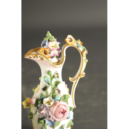 367 - THREE MID 19TH CENTURY MINTON PORCELAIN FLORAL ENCRUSTED SCENT BOTTLES (13cm high)