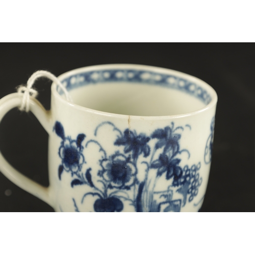 37 - THREE WORCESTER COFFEE CUPS WITH VARIOUS PRINTED DECORATION CIRCA 1765 together with THREE NEW HALL ... 