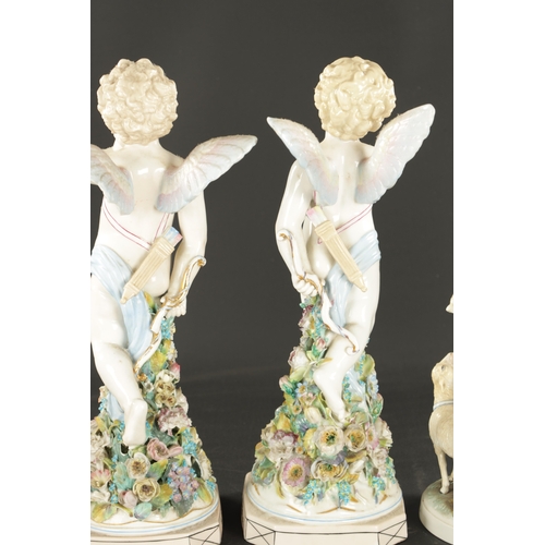 370 - TWO PAIRS OF LATE 19TH CNEUTYR CONTINENTAL PORCELAIN FIGURES comprising Elbogen porcelain figures of... 