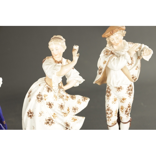 373 - A COLLECTION OF FIVE LATE 19TH CENTURY CONTINENTAL PORCELAIN FIGURES comprising a pair of Volschstat... 