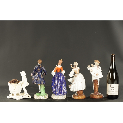 373 - A COLLECTION OF FIVE LATE 19TH CENTURY CONTINENTAL PORCELAIN FIGURES comprising a pair of Volschstat... 