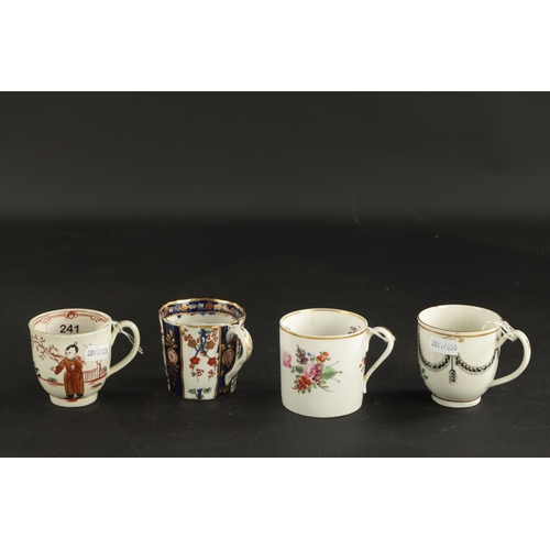 377 - FOUR ENGLISH PORCELAIN COFFEE CUPS comprising a chamberlain Worcester coffee cup painted in the old ... 