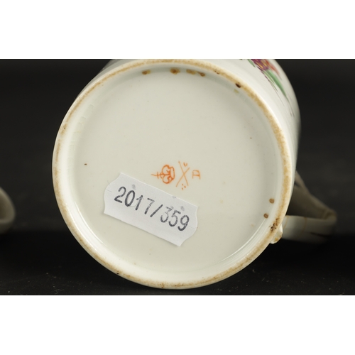 377 - FOUR ENGLISH PORCELAIN COFFEE CUPS comprising a chamberlain Worcester coffee cup painted in the old ... 