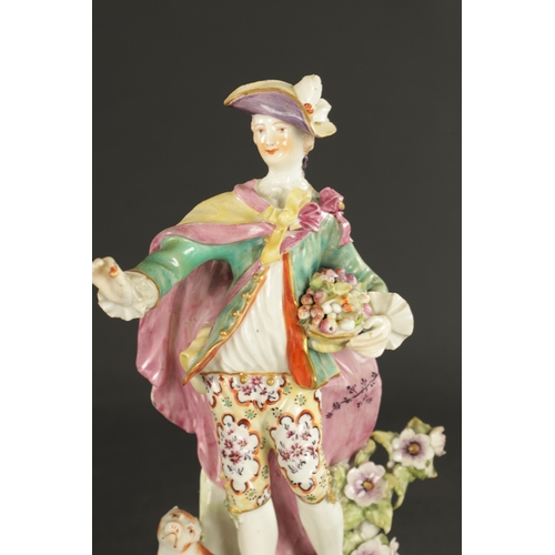 378 - A PAIR OF MID 18TH CENTURY DERBY PORCELAIN FIGURES (22cm high)