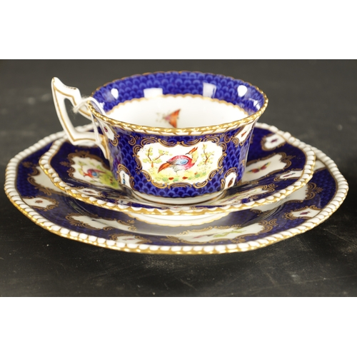 381 - A COALPORT PORCELAIN TRIO CIRCA 1900, TOGETHER WITH A COPELAND PORCELAIN PLATE HEAVILY GILDED IN JAP... 