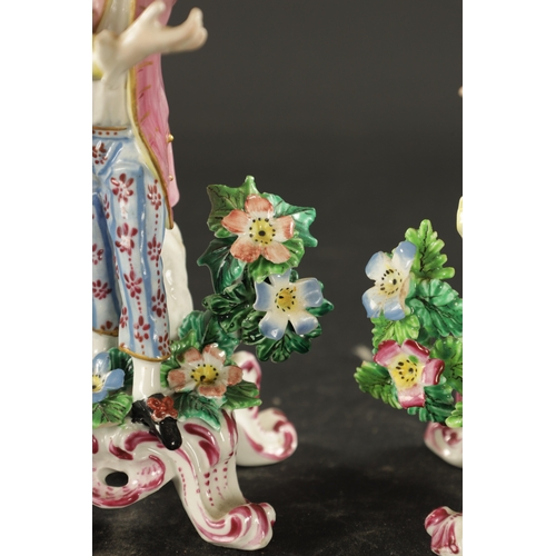 388 - A PAIR OF MID 18TH CENTURY BOW FIGURES OF NEW DANCERS (18cm high)