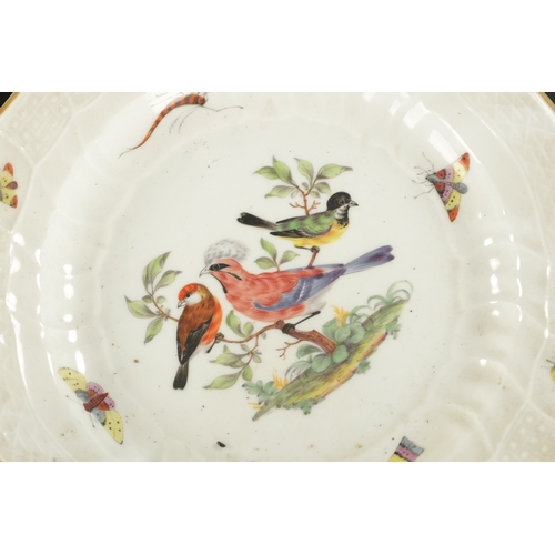 390 - TWO LATE 19TH CENTURY MEISSEN PORCELAIN PLATES one painted with flowers, the other painted with bird... 