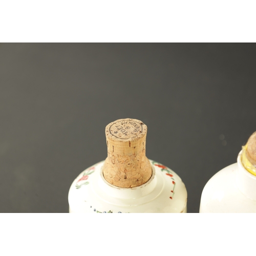 399 - TWO 18TH CENTURY LEEDS CREAMWARE TEA CADDY'S (8cm high without cork)