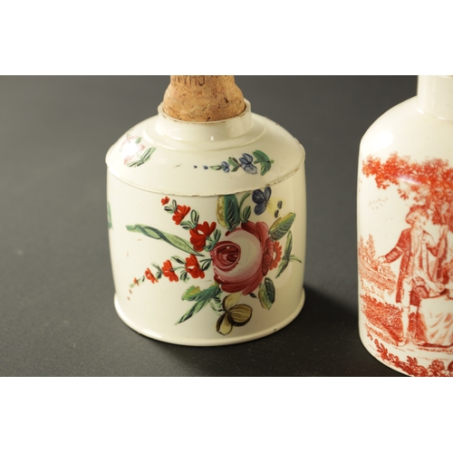 399 - TWO 18TH CENTURY LEEDS CREAMWARE TEA CADDY'S (8cm high without cork)