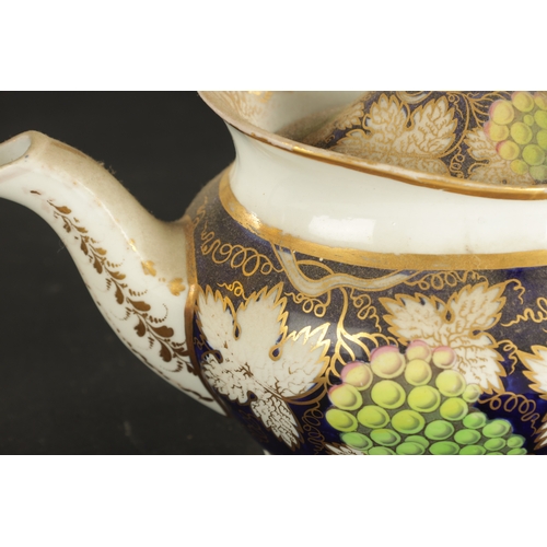 406 - A NEWHALL PAINTED TEAPOT CIRCA 1790 PAINTED WITH GRAPES (15.5cm high )