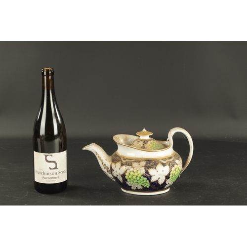 406 - A NEWHALL PAINTED TEAPOT CIRCA 1790 PAINTED WITH GRAPES (15.5cm high )