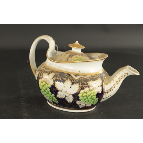 406 - A NEWHALL PAINTED TEAPOT CIRCA 1790 PAINTED WITH GRAPES (15.5cm high )