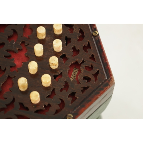 425 - A LACHENAL & CO. CONCERTINA RETAILED BY THOMAS DAWKINS, LONDON The 20 + 1 key Anglo having pierced r... 