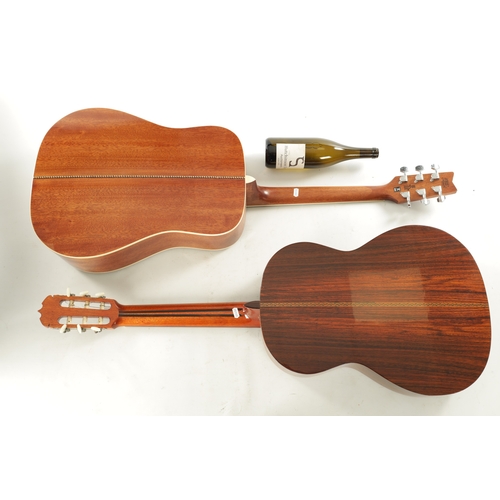 437 - A WASHBURN ACOUSTIC GUITAR TOGETHER WITH A KIMBARA GUITAR the Washburn with spruce top (2) (Washburn... 