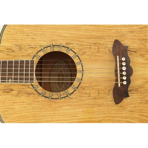 439 - A WASHBURN D46SP SPALTED MAPLE ACOUSTIC GUITAR in a hard case with accessories. (104.4cm long)