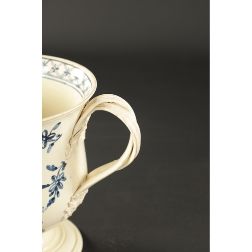 48 - A RARE LATE 18TH CENTURY LEEDS CREAMWARE LOVING CUP DATED 1780 (28cm high 18.5cm wide)