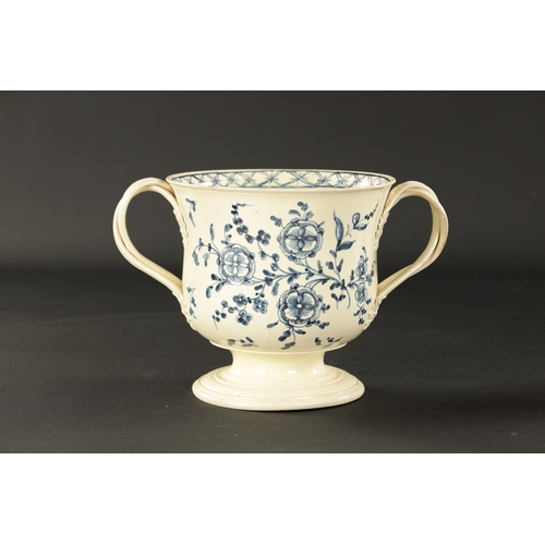 48 - A RARE LATE 18TH CENTURY LEEDS CREAMWARE LOVING CUP DATED 1780 (28cm high 18.5cm wide)