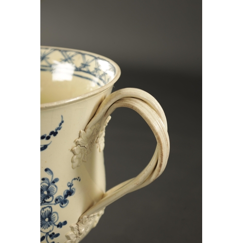 48 - A RARE LATE 18TH CENTURY LEEDS CREAMWARE LOVING CUP DATED 1780 (28cm high 18.5cm wide)