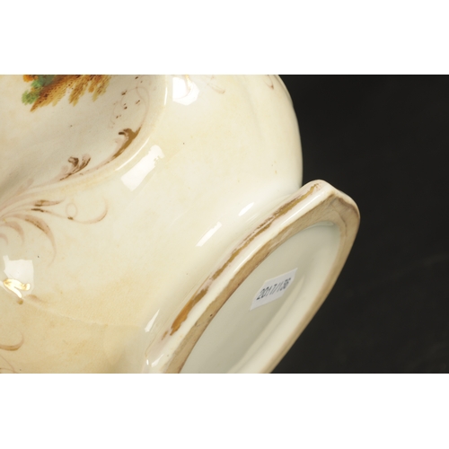 50 - A STAFFORDSHIRE PORCELAIN COCK FIGHTING JUG DATED 1852 (20cm high)