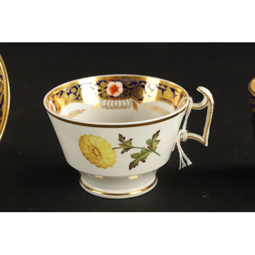 53 - A SPODE LONDON SHAPE CUP AND SAUCER PAINTED WITH FLOWERS CIRCA 1815 TOGETHER WITH ANOTHER (8cm high)