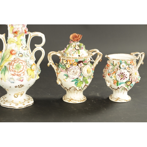 59 - A COLLECTION OF FIVE MID 19TH CENTURY ENGLISH PORCELAIN comprising a pair of mid 19th century Englis... 