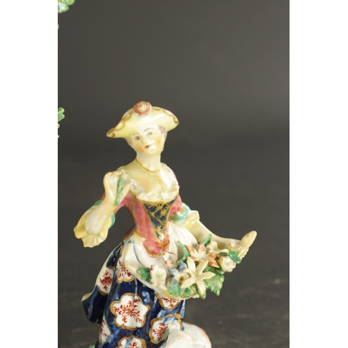 66 - A MID 18TH CENTURY BOW PORCELAIN BOCAGE FIGURE OF A NEW DANCER with anchor and dagger mark TOGETHER ... 